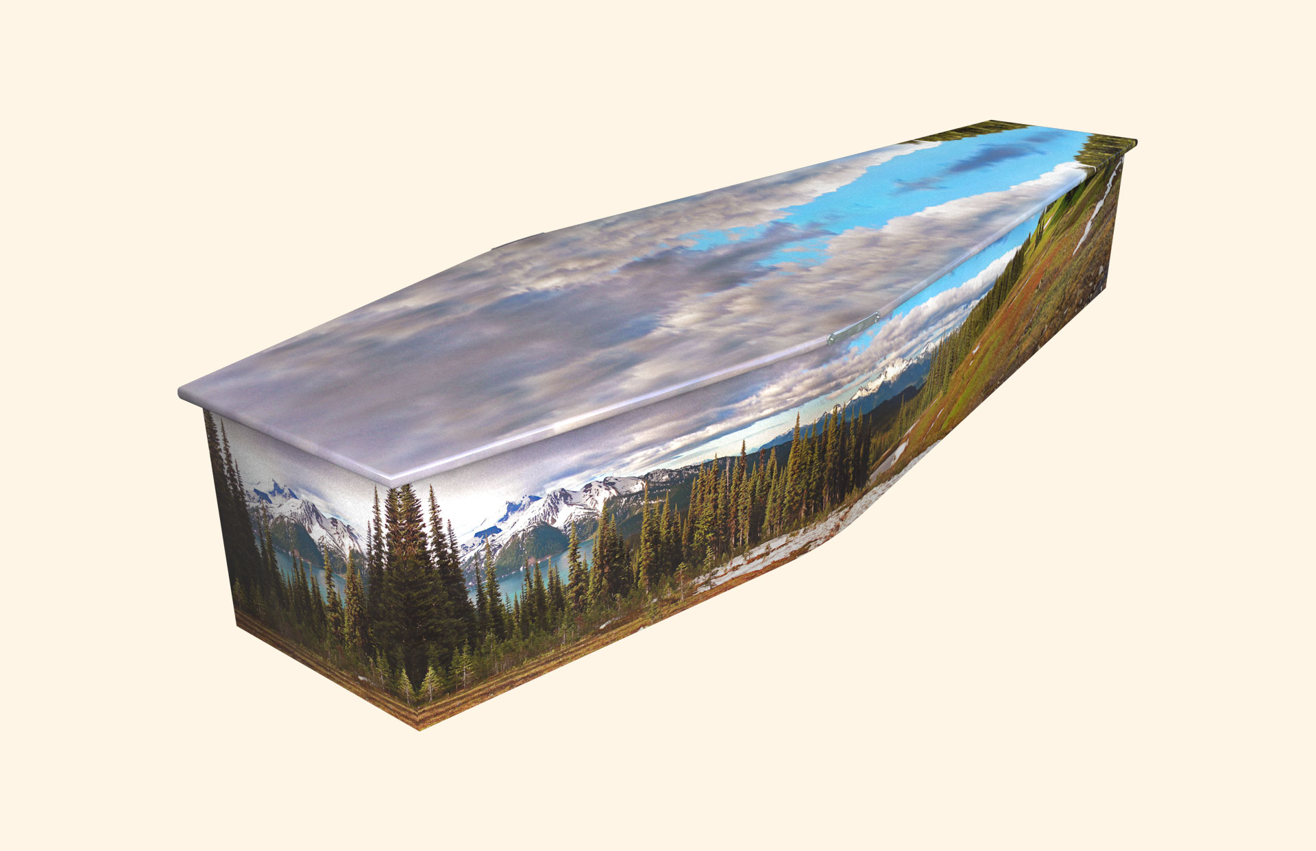 Highlands design on a traditional coffin